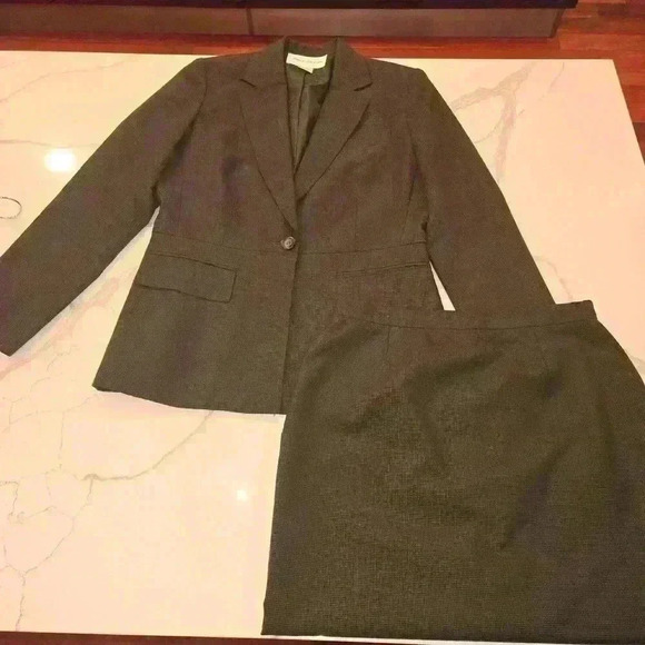 Jones New York Womens Two Piece Suit Set Blazer Skirt Midi Gray Size 8 - Picture 1 of 15